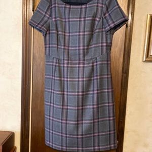 Brooks Brothers gray plaid wool dress 14
